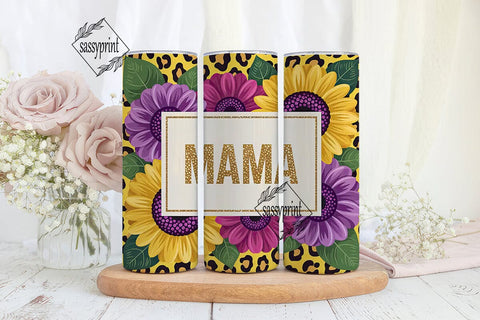 Mama Sunflower Leopard 20oz Tumbler Wrap Sublimation sassyprint 