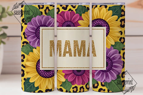 Mama Sunflower Leopard 20oz Tumbler Wrap Sublimation sassyprint 