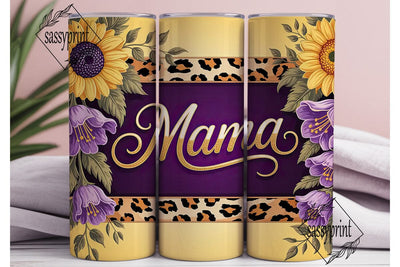 Mama Sunflower Leopard 20oz Tumbler Wrap Sublimation sassyprint 