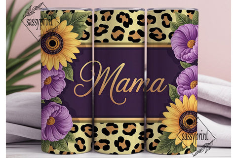 Mama Sunflower Leopard 20oz Tumbler Wrap Sublimation sassyprint 