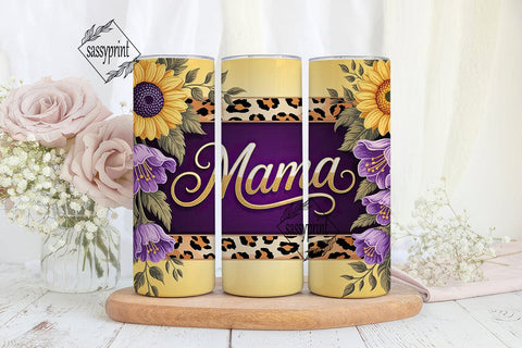 Mama Sunflower Leopard 20oz Tumbler Wrap Sublimation sassyprint 