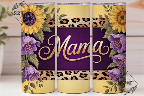 Mama Sunflower Leopard 20oz Tumbler Wrap Sublimation sassyprint 