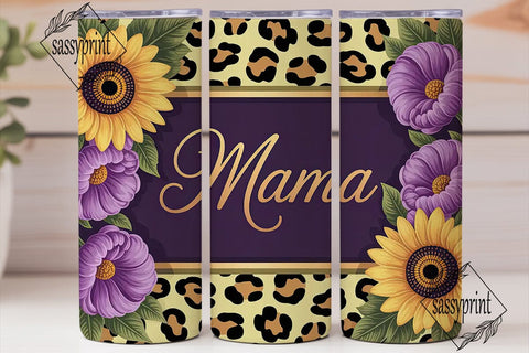 Mama Sunflower Leopard 20oz Tumbler Wrap Sublimation sassyprint 