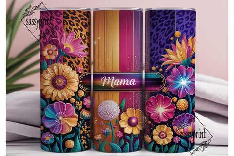 Mama Sunflower Leopard Print Tumbler Sublimation sassyprint 