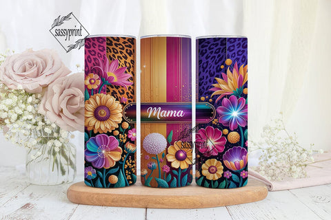 Mama Sunflower Leopard Print Tumbler Sublimation sassyprint 