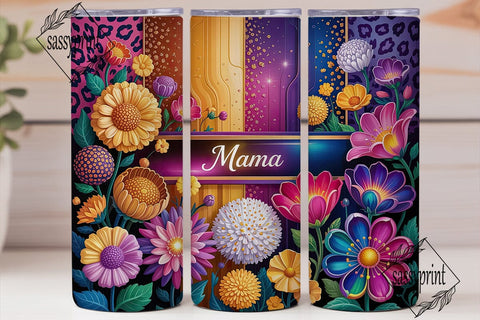 Mama Sunflower Leopard Print Tumbler Sublimation sassyprint 