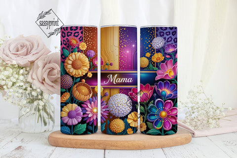 Mama Sunflower Leopard Print Tumbler Sublimation sassyprint 