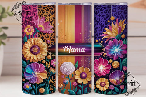 Mama Sunflower Leopard Print Tumbler Sublimation sassyprint 