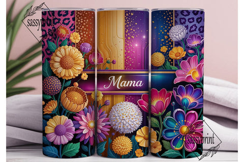 Mama Sunflower Leopard Print Tumbler Sublimation sassyprint 