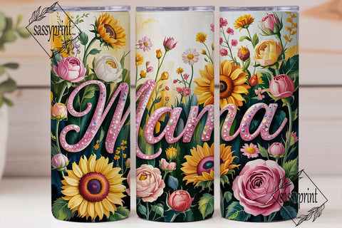 Mama Sunflower Rose 20oz Tumbler Wrap Sublimation sassyprint 