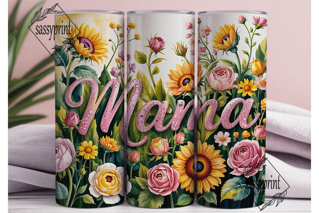 Mama Sunflower Rose 20oz Tumbler Wrap Sublimation sassyprint 