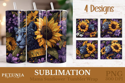 Mama Sunflower Tumbler Wrap | 20oz Mothers Day Tumbler Wrap Sublimation Petunia Digital Design 