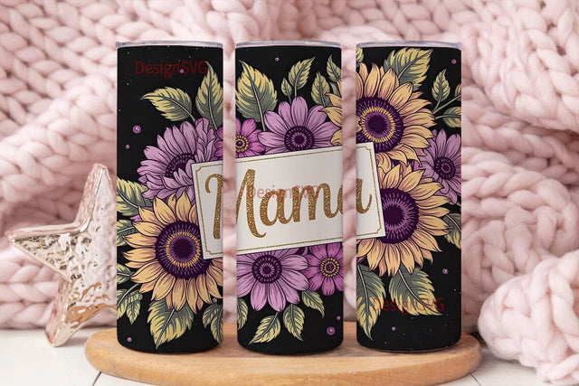 Mama Sunflower Tumbler Wrap Sublimation DesignSVG 