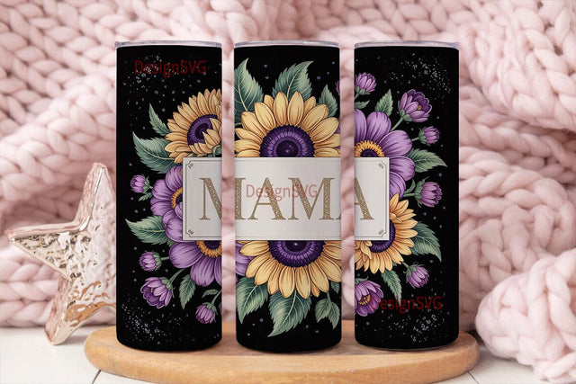 Mama Sunflower Tumbler Wrap Sublimation DesignSVG 