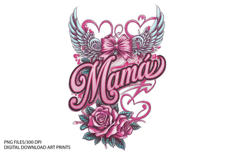 Mama Valentine's Day Doodle Style PNG Sublimation Creativeart88 