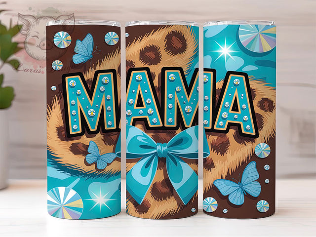 Mama Western 20oz Tumbler Wrap, Mother’s Day Gift, Country Western Style, Leopard Print Design, Turquoise Accents, Rustic Inspiration, Sublimation PNG Sublimation Lara' s Designs 