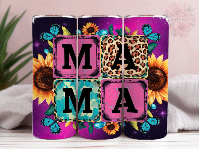 Mama With Sunflowers And Leopard 20oz Tumbler Wrap PNG, Mother's Day Tumbler Png, Straight & Tapered Tumbler Wrap, Instant Digital Download Sublimation Li Zamperini 
