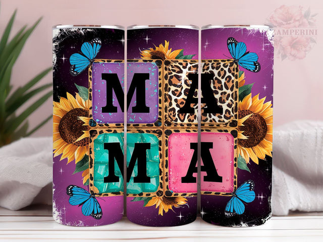 Mama With Sunflowers And Leopard 20oz Tumbler Wrap PNG, Mother's Day Tumbler Png, Straight & Tapered Tumbler Wrap, Instant Digital Download Sublimation Li Zamperini 