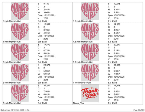 Mama's Girl Embroidery Design – Pink Heart Typography Mommy's Girl Machine Embroidery File Embroidery/Applique DESIGNS PatternFeed8 