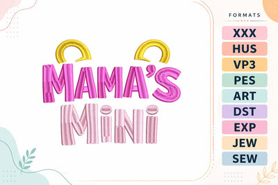 Mama's Mini Baby Quote Embroidery Design | Cute Newborn Saying Embroidery/Applique DESIGNS sg embroidery 