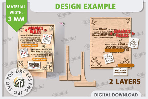 Mama's Rules SVG. Funny Rules Plaque Laser Cut. Rules Sign SVG Evgenyia Guschina 