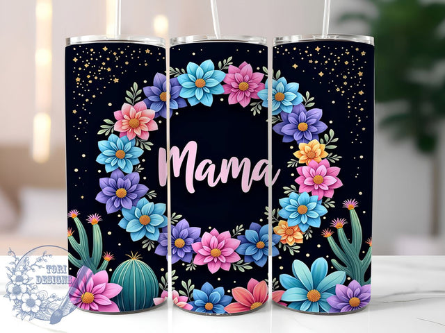 Mama's Succulent Floral Tumbler Wrap, Succulent Flowers, Mama Gift, Tumbler Wrap, Sublimation Design, Plant Lover, Floral Decor, Mother's Day Gift Sublimation ToriDesigns 