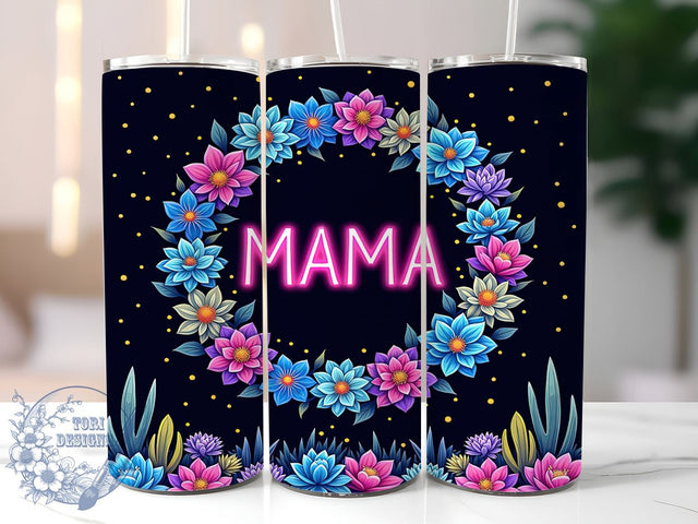 Mama's Succulent Floral Tumbler Wrap, Succulent Flowers, Mama Gift, Tumbler Wrap, Sublimation Design, Plant Lover, Floral Decor, Mother's Day Gift Sublimation ToriDesigns 