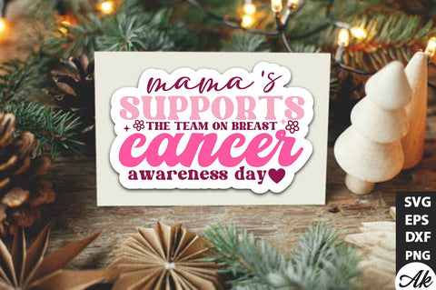 Mamas supports the team on breast cancer awareness day Retro Stickers Design SVG akazaddesign 