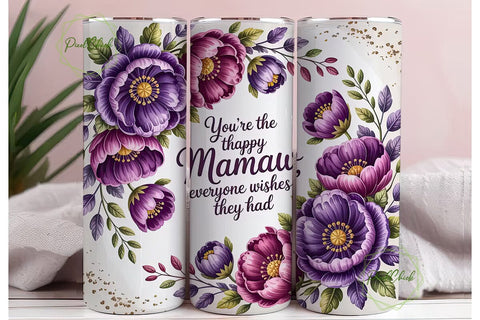 Mamaw Floral Tumbler Wrap PNG Sublimation PixelChick 