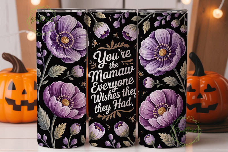 Mamaw Floral Tumbler Wrap PNG Sublimation PixelChick 