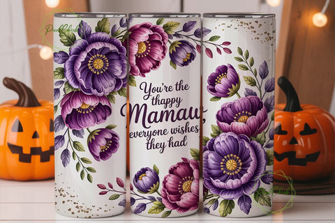 Mamaw Floral Tumbler Wrap PNG Sublimation PixelChick 