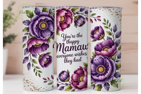 Mamaw Floral Tumbler Wrap PNG Sublimation PixelChick 