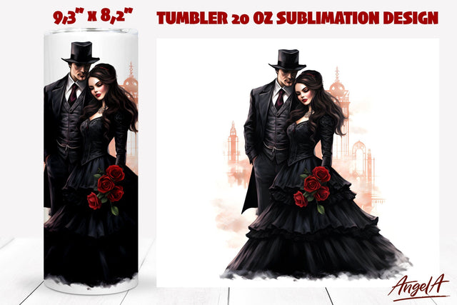 Man and woman tumbler wrap sublimation / couple png / gothic Sublimation Angelina Semenova 