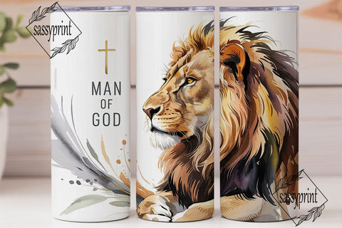 Man of God Lion 20oz Tumbler Wrap Sublimation sassyprint 
