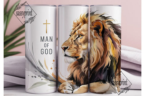 Man of God Lion 20oz Tumbler Wrap Sublimation sassyprint 