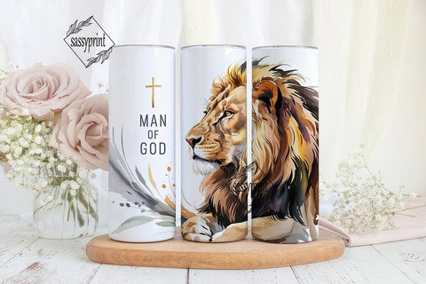 Man of God Lion 20oz Tumbler Wrap Sublimation sassyprint 