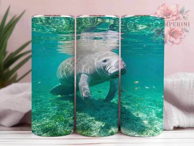 Manatee Marine Life 20oz Tumbler Wrap, Sea Cow Design, Marine Life Mug, Ocean Animal Cup, Underwater Creature Wrap, Coastal Wildlife Tumbler, Sublimation Tumbler Wrap Sublimation Li Zamperini 