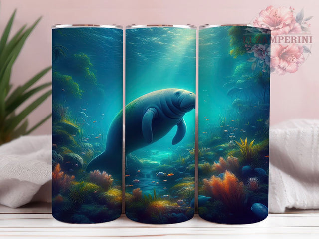 Manatee Marine Life 20oz Tumbler Wrap, Sea Cow Design, Marine Life Mug, Ocean Animal Cup, Underwater Creature Wrap, Coastal Wildlife Tumbler, Sublimation Tumbler Wrap Sublimation Li Zamperini 