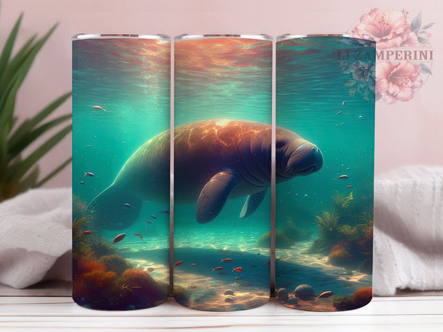 Manatee Marine Life 20oz Tumbler Wrap, Sea Cow Design, Marine Life Mug, Ocean Animal Cup, Underwater Creature Wrap, Coastal Wildlife Tumbler, Sublimation Tumbler Wrap Sublimation Li Zamperini 