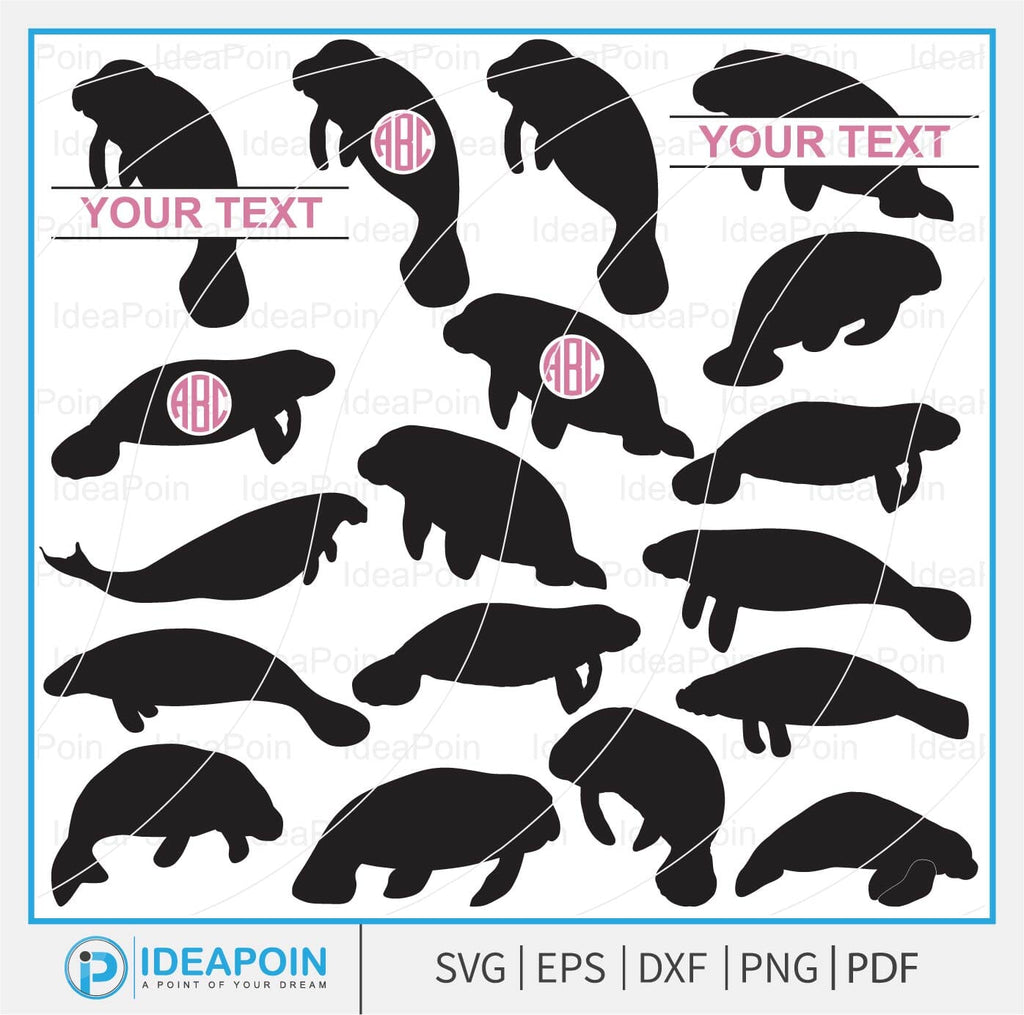 Manatee Vector File Manatee SVG Bundle, Manatee monogram, Manatee SVG File, Aquarium svg ...