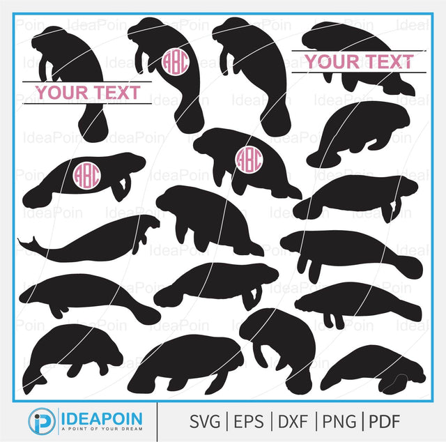Manatee SVG Bundle, Manatee monogram, Manatee SVG File, Aquarium svg, Manatee SVG, Manatee Vector Clipart Designs, Manatee Png SVG Dinvect 