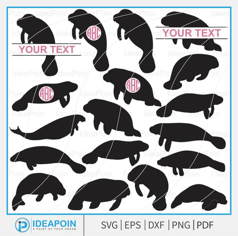 Manatee SVG Bundle, Manatee monogram, Manatee SVG File, Aquarium svg, Manatee SVG, Manatee Vector Clipart Designs, Manatee Png SVG Dinvect 