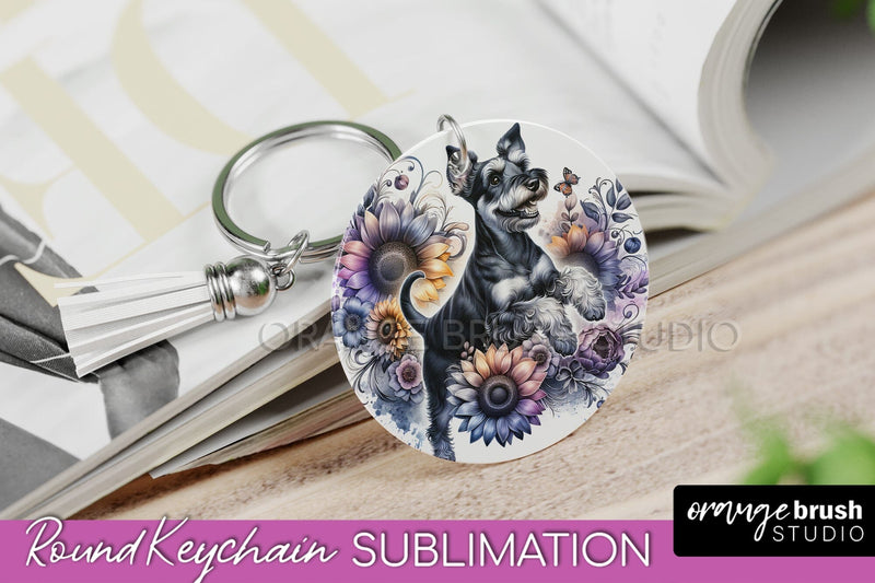 Manchester Terrier Keychain - Dog mom Floral Keychain Sublimation Design Sublimation OrangeBrushStudio 