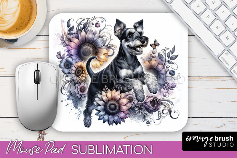 Manchester Terrier Mouse Pad Design - Dog Mom Floral Mousepad Sublimation Sublimation OrangeBrushStudio 