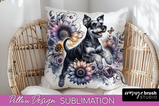 Manchester Terrier Pillow Cover - Dog Mom Floral Pillow Sublimation Sublimation OrangeBrushStudio 