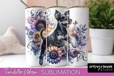 Manchester Terrier Tumbler Wrap - Dog Mom Floral Tumbler Sublimation Sublimation OrangeBrushStudio 