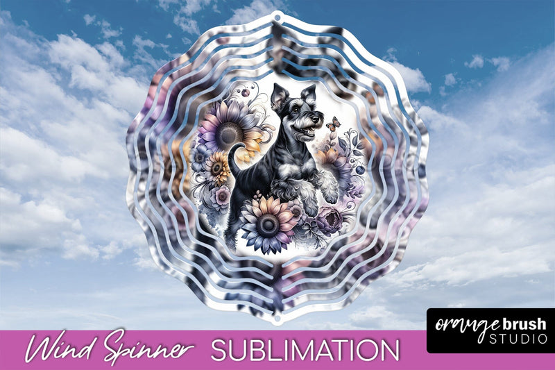 Manchester Terrier Wind Spinner, Dog Mom Floral Wind Spinner Sublimation Sublimation OrangeBrushStudio 
