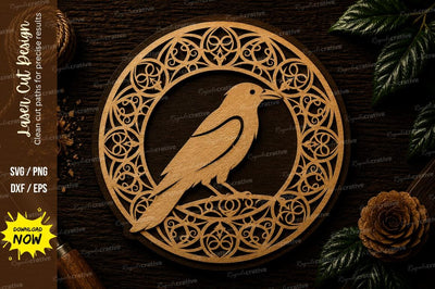 Mandala Bird Circle Frame Laser Cut SVG File SVG Regulrcrative 