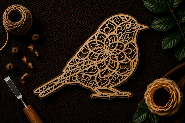 Mandala Bird Silhouette Art Laser Cut SVG File SVG Regulrcrative 
