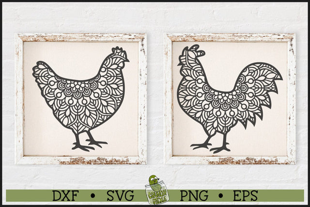 Mandala Chicken and Rooster SVG File SVG Crunchy Pickle 